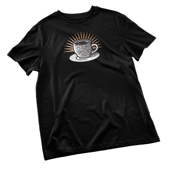 Café con Libros barista t-shirt.